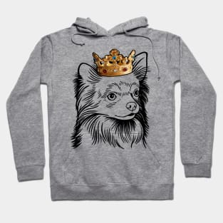 Longhaired Chihuahua Dog King Queen Wearing Crown Hoodie